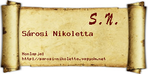 Sárosi Nikoletta névjegykártya
